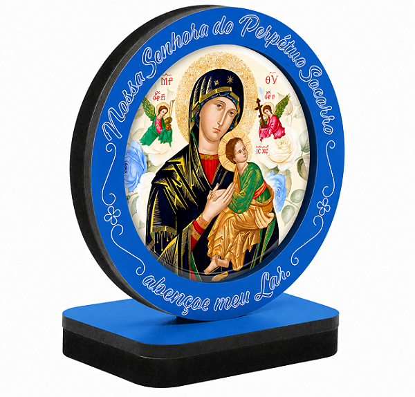 Adorno Redondo de Mesa de Nossa Senhora do Perpétuo Socorro
