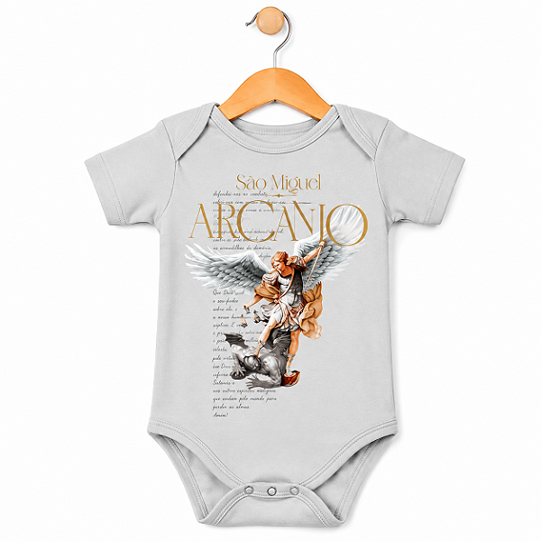 Body Infantil Unissex São Miguel Arcanjo - Cinza Cloud