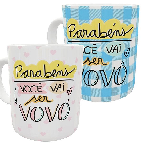 Kit c/2 canecas parabéns vocês vão ser vovó e vovô presente