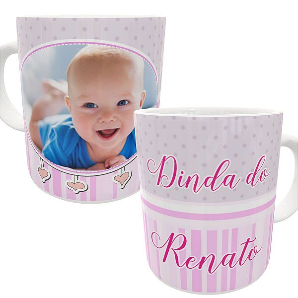 Caneca dinda da nome e foto personalizado presente