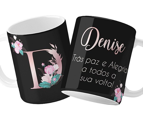 Caneca traz paz e alegria com nome e inicial personalizados