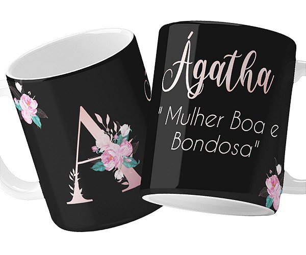 Caneca mulher boa e bondosa com nome e inicial personalizado