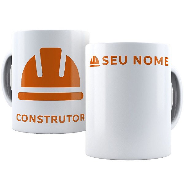 Caneca profissão construtor com nome personalizado presente