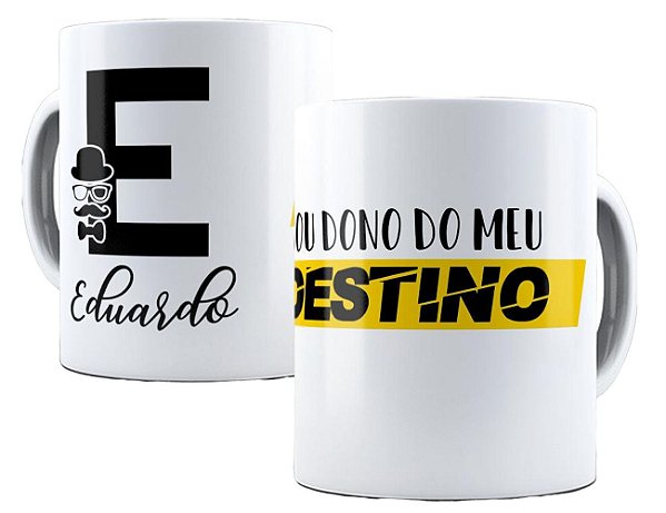 Caneca sou dono do meu destino inicial e nome personalizado