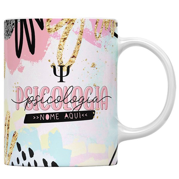 Caneca psicologia faculdade com nome personalizado cruso