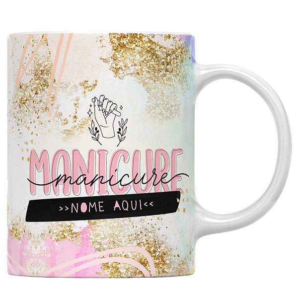 Caneca profissão manicure com nome personalizado presente