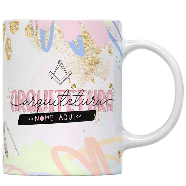 Caneca curso arquitetura com nome personalizado presente