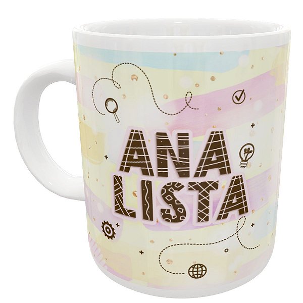 Caneca profissão analista presente faculdade curso