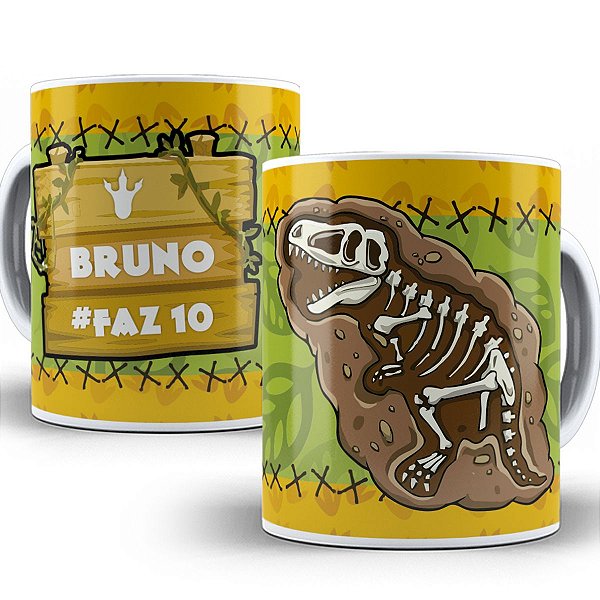Caneca dino aniversário com nome e idade personalizado