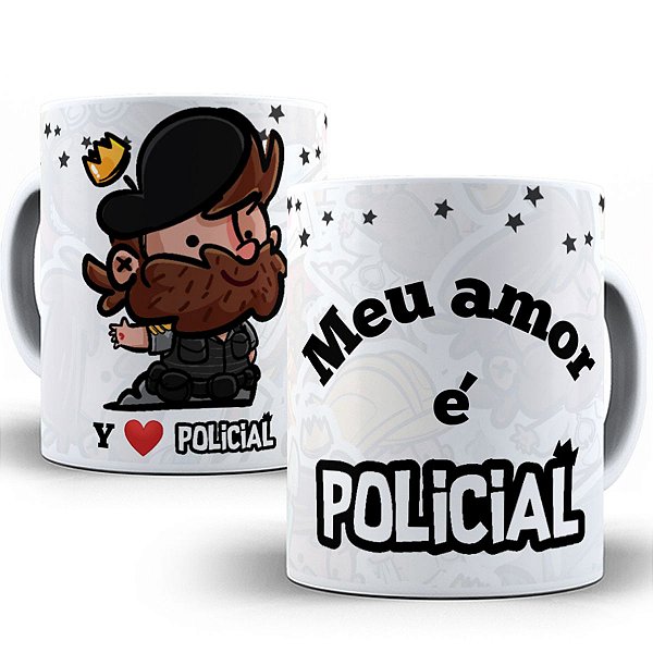 Caneca meu amor é policial presente fofo dia dos namorados