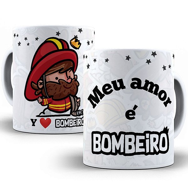 Caneca meu amor é bombeiro presente fofo dia dos namorados