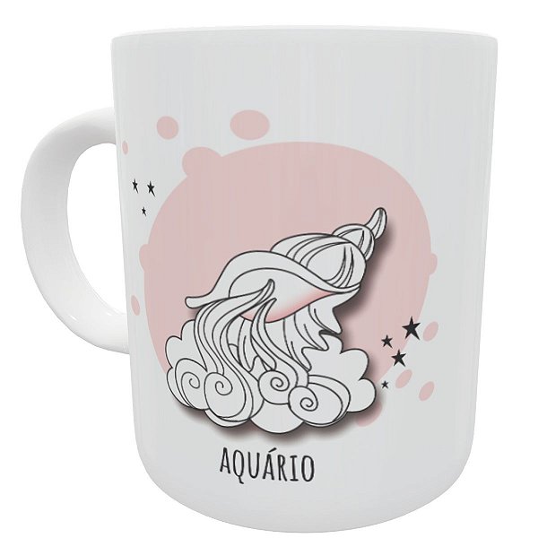 Caneca signo aquário presente criativo astrologia horoscopo