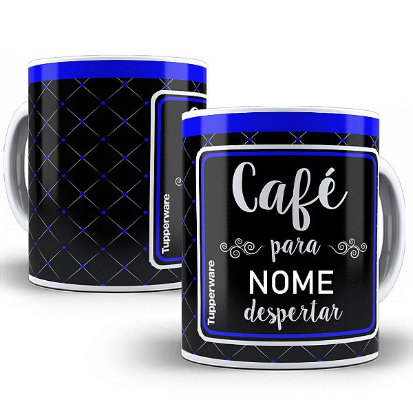 Caneca café para despertar azul com nome personalizado