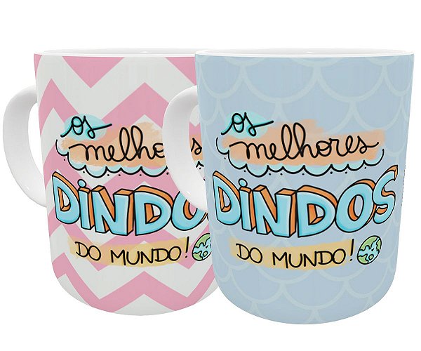 Kit 2 canecas os melhores dindos do mundo presente padrinhos