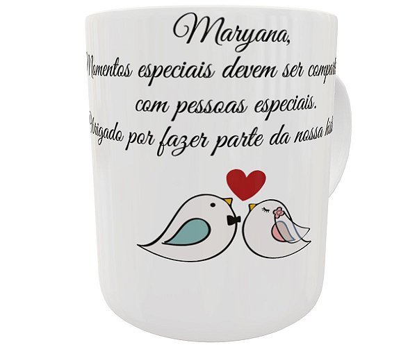 Caneca lembrancinha de casamento com nome personalizado