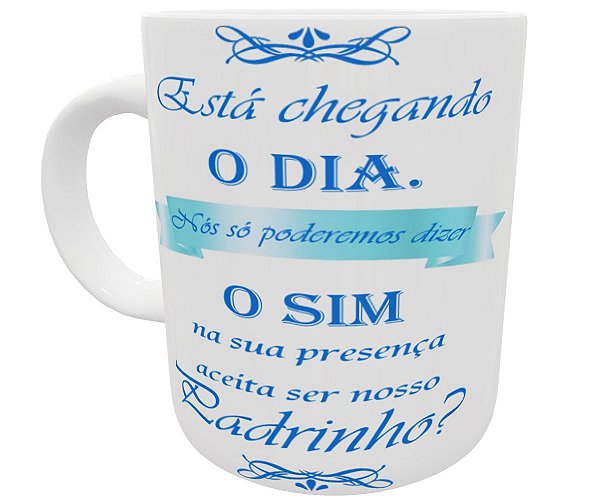Caneca convite para padrinho de casamento presente lembrança