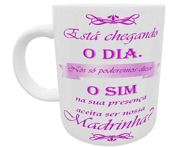 Caneca convite para madrinha de casamento presente lembrança