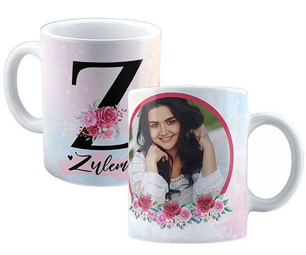 Caneca com foto inicial e qualquer nome personalizados