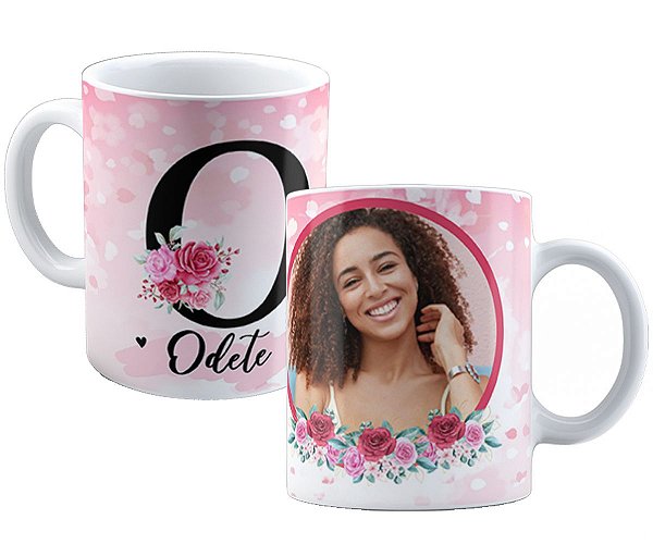 Caneca com inicial+qualquer nome personalizados com foto
