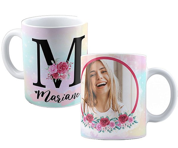 Caneca personalizada com foto qualquer nome+inicial presente