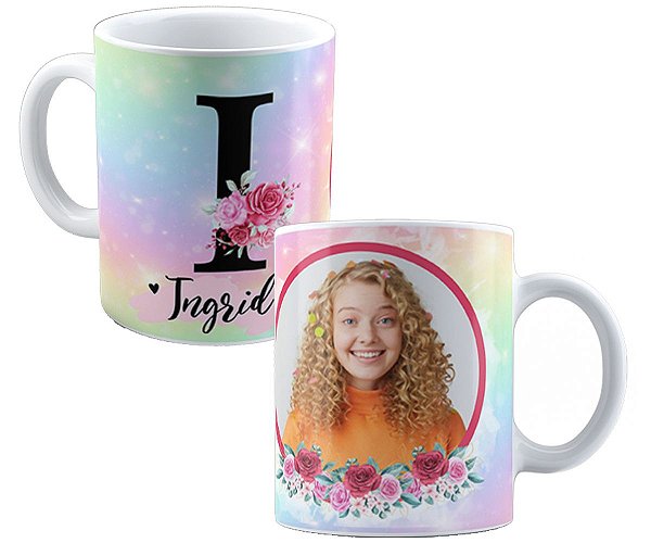 Caneca inicial+qualquer nome personalizado com foto presente