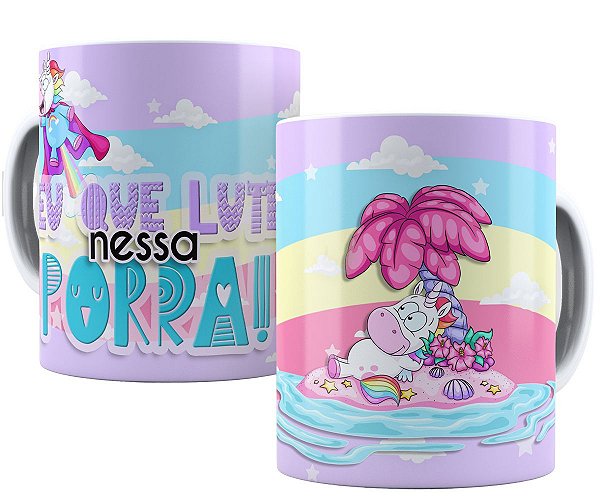 Caneca eu que lute nessa porra presente engraçado unicórnio