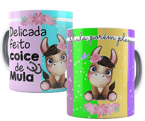 Caneca delicada como coice de mula porém plena presente fofo