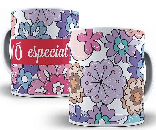 Caneca vó especial floral presente criativo dia dos avós