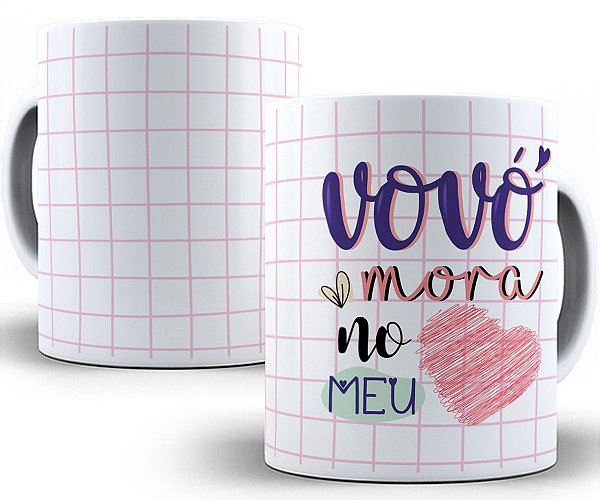 Caneca vovó mora no meu coração presente fofo criativo