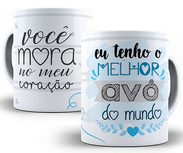 Caneca vovô você mora no meu coração presente dia dos avós
