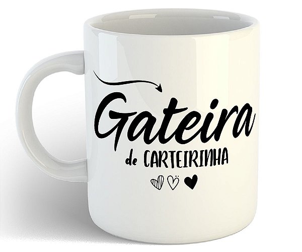 Caneca gateira de carteirinha presente mãe de gato cat lover