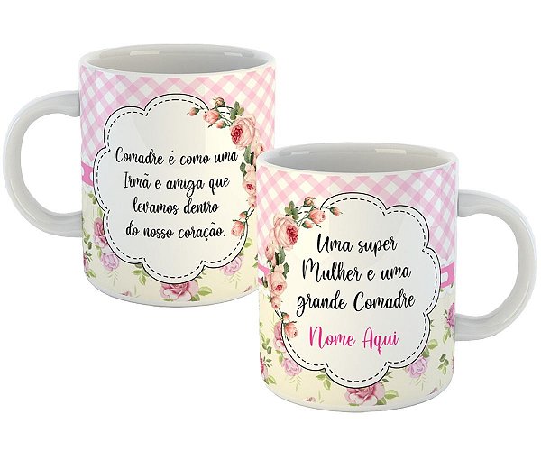 Caneca super mulher e uma grande comadre nome personalizado