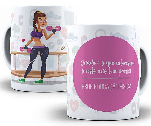 Caneca professora de educação física presente saúde personal