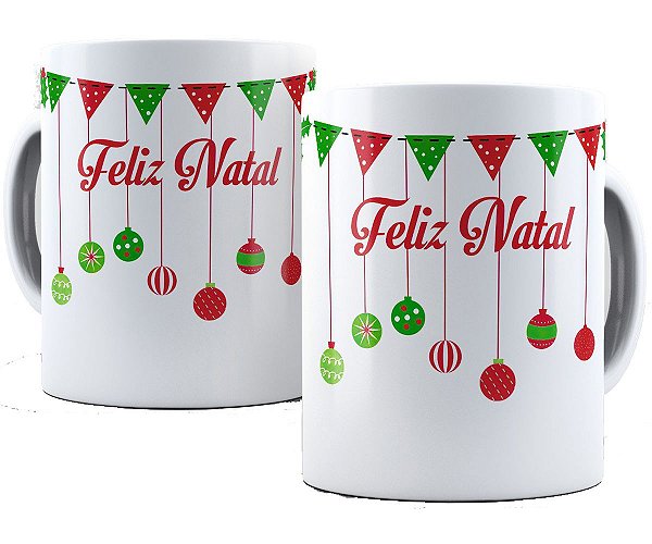 Caneca feliz natal presente natalino enfeites árvore