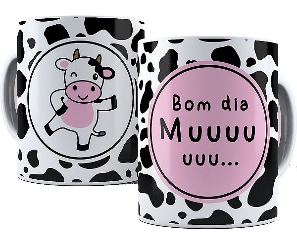 Caneca bom dia muuuuuu vaquinha fofo presente divertido