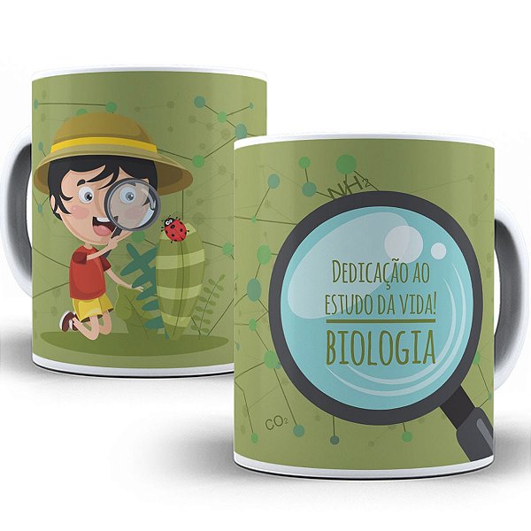 Caneca dedicação ao estudo da vida biologia profissão