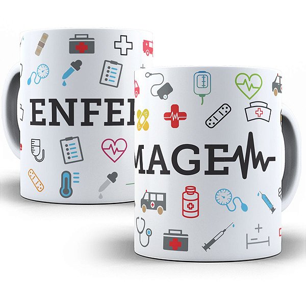 Caneca enfermagem profissão enfermeira enfermeiro presente
