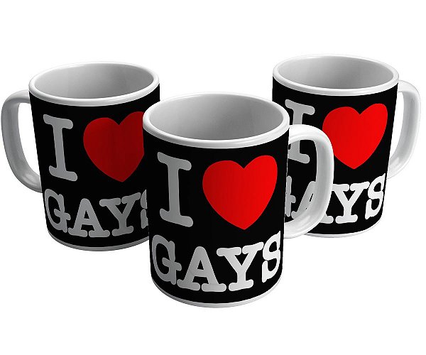 Caneca i love gays coração amor presente lgbt orgulho gay