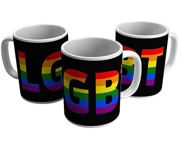 Caneca LGBT arco-íris bandeira presente love wins pride