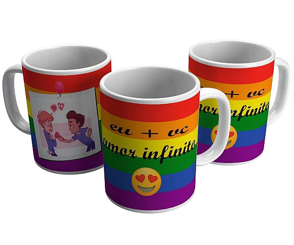 Caneca eu + você = amor infinito presente lgbt love wins
