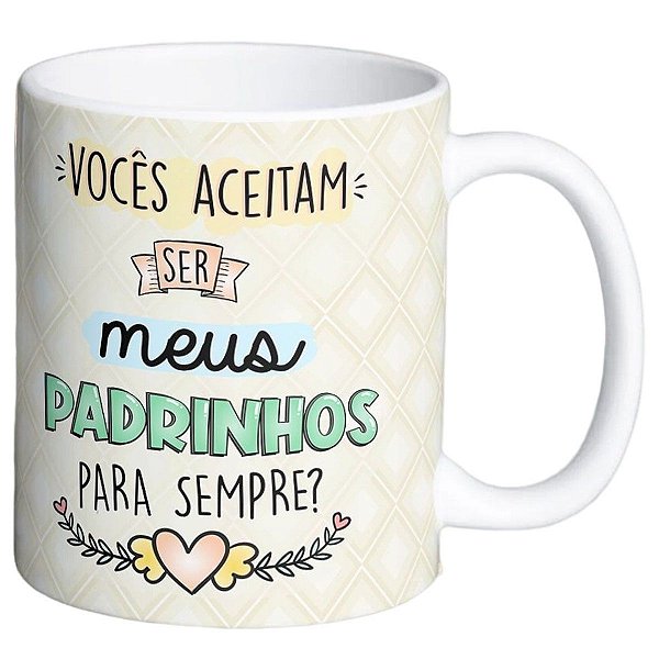 Caneca convite para padrinhos consagração crisma batizado