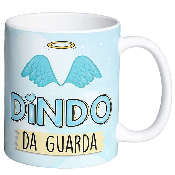 Caneca dindo anjo da guarda presente padrinho love amor