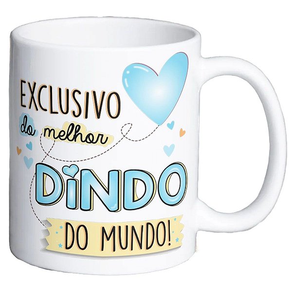 Caneca exclusivo do melhor dindo do mundo coração presente