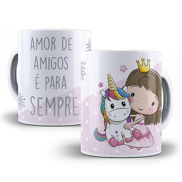 Caneca amor de amigos é para sempre presente amizade