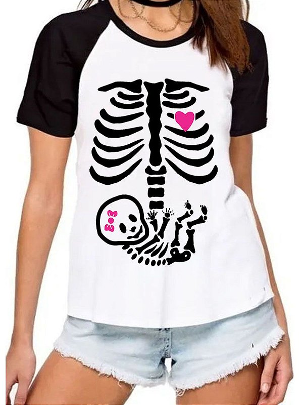 Camiseta camisa gestante esqueleto bebe gravida gravidez