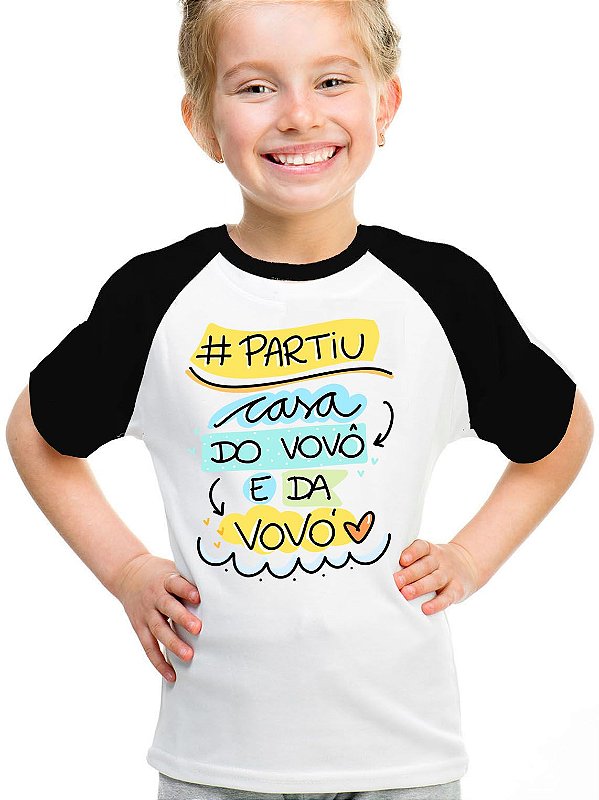Camiseta casa do vovo´ e da vovo avo avo infantil raglan