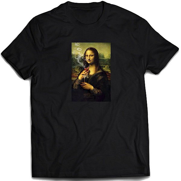 Camiseta Mona Lisa Smoking Fumando cachimbo Camisa divertida