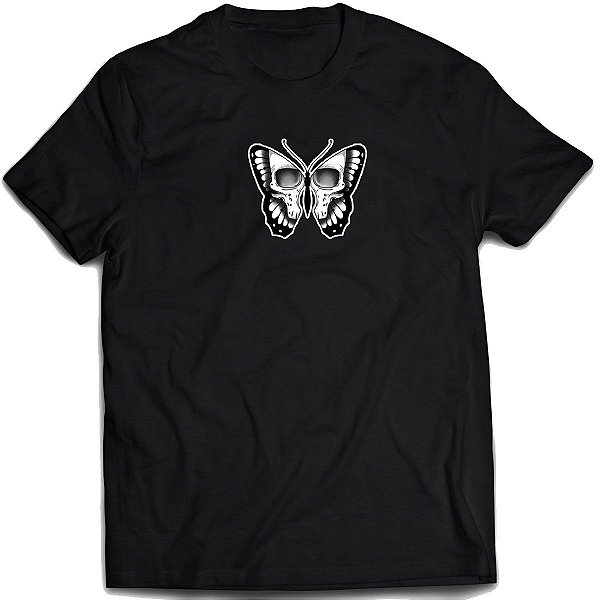 Camiseta Borboleta caveira Camisa Skull Butterfly