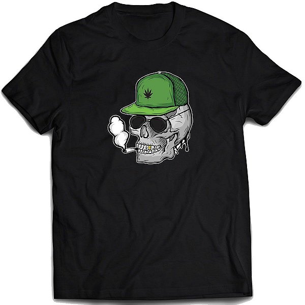 Camiseta caveira fumando weed Camisa erva 4:20 estilo de rua