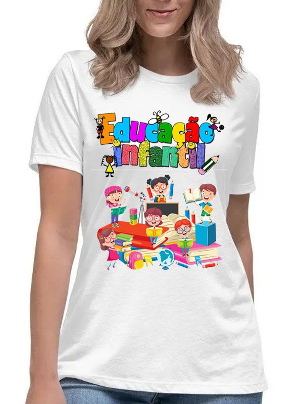 Camiseta feminina educação infantil inclusão social camisa